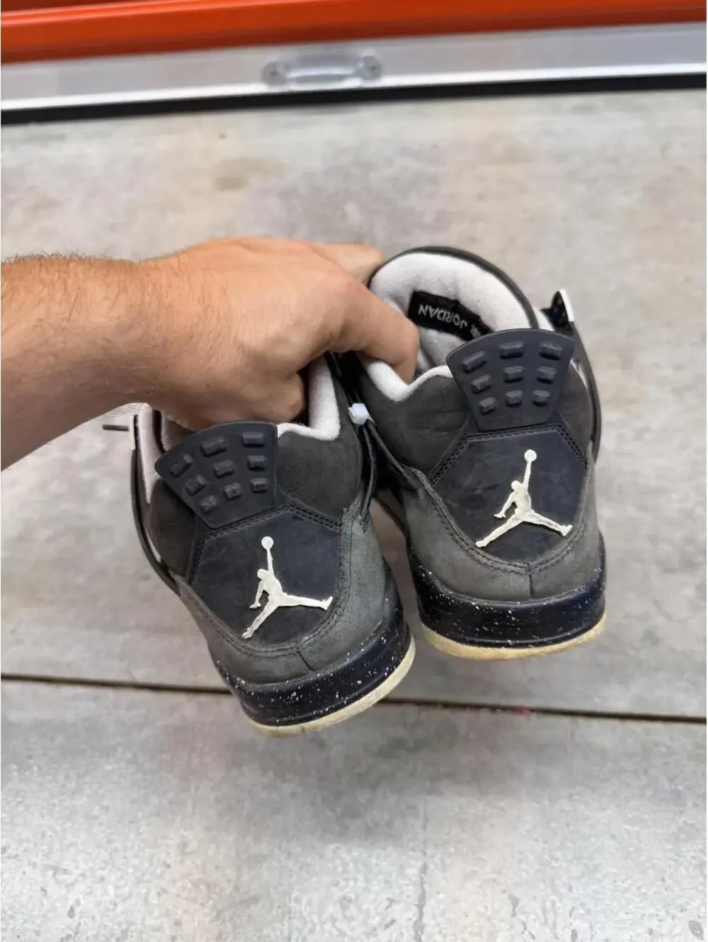nike air jordan 4 retro fear black and grey basketball gym shoes size 10.5 MENS
